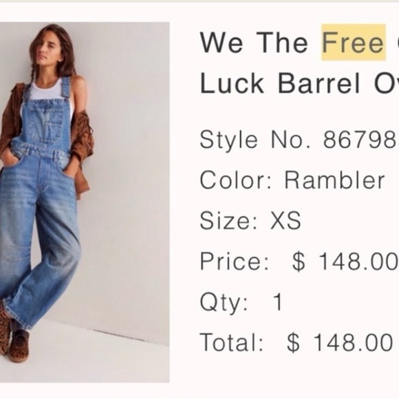We The Free Pants - We The Free Rambler Light Blue Wide-Leg Denim Overalls